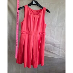 ELLE Pinkish Solid Fit & Flare Knit Lined Stretch Sleeveless Round Neck Zip 14